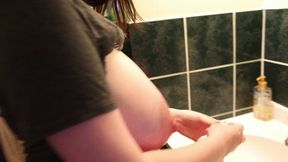 Ava washing her big nipples 1