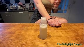 Collected my cum in a bottle and she drank it all after one month of not seeing each other