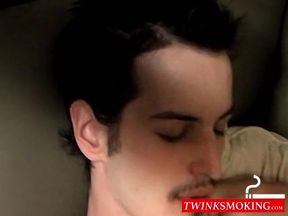Axel loves pleasing his big dick with a blow of smoke