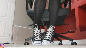 Under the Desk Humiliation JOI with Converse and Thigh High Sock Removal