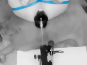Late night anal chill on fuck machine with fat black dildo