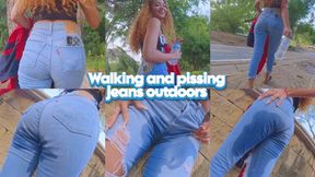 WALKING AND PISSING JEANS OUTDOORS