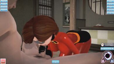 Elastigirl Helen Parr blowjob and handjob cartoon roughed