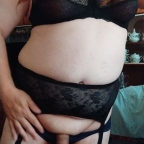 cum in black lingerie