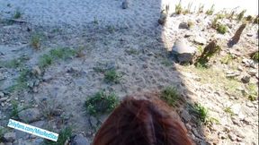 Public Blowjob on Beach Mouth Creampie