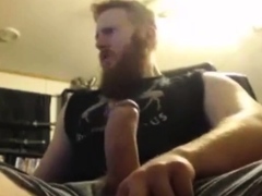 Muscular Redhead Jerks Off His Huge Cock