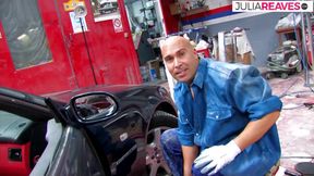 He gets a threesome in his auto repair shop