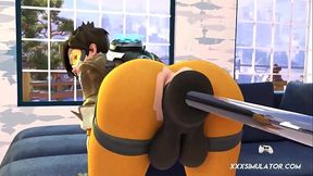 Animated 3D babe sucks massive cock and plays with pussy and ass in hardcore sex game