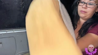 Spanish GIRL masturbates and shows her tits in the STREET