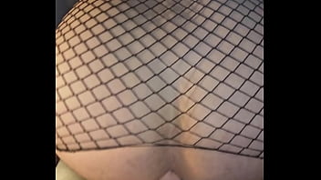 Pounding My Asshole While Wearing Fishnet Stockings