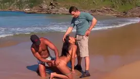 Outdoor Beach Threesome with Sexy MMF Action Featuring LorenaAquino