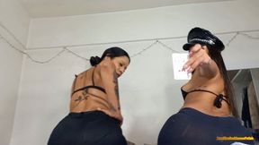 Two hot policewomen who have fun farting - part 2