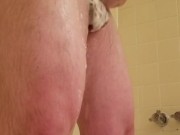 Hairy Chubby Guy Soapy Shower and Jerk 60fps
