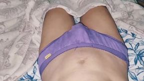 Cute Slim Sissy Femboy Masturbates Cock in Step Stepsister's Pantie and Cum on Pantie