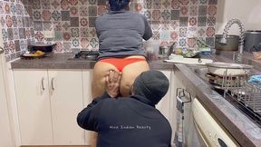 hot indian kitchen: love making with step sister - milf big ass is eaten, kissed and pressed