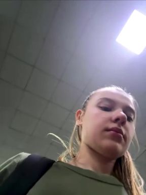 Risky public sex in the gym bathroom