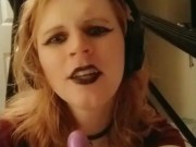 Tgirl Pandora ditches her glasses to practice