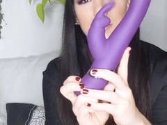 Hot brunette big boobs toying pink pussy