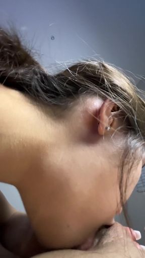 Teen Korean GF gives deep throat blowjob at 18