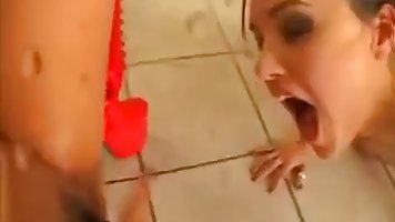 Pretty brunette Sasha grey blowjobanged with cum in her mouth