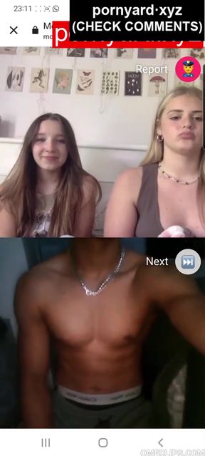 Teen girl shows her reaction on homemade webcam