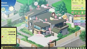 Busty anime babe gives footjob in library