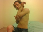 Topless Transgirl Licking Her Elbow and Showing You How To, Yourself