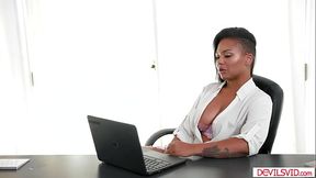 Guy tit fucking his big tits ebony boss