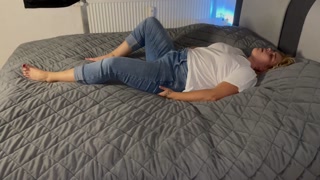 Masturbating under jeans moaning multiple orgasms Foreplay before sex with Clyde