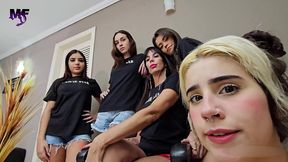 four mocked the girl - cruel bitches and a lot of spitting