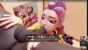 Tight Bald Pussy Judy Squirts While Getting Fucked, Kpop BBC Hunter Deepthroats a Cum Filled Cock