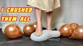 CRUSHED ALL THE BALLOONS WITH A GOLDEN HIGH-HEELED SLEEVE 4K