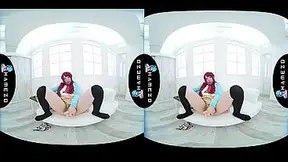 Hot Japanese redhead Rina Kurusu plays with a sex toy, in VR.