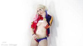 Futa Harley Quinn strokes her cock