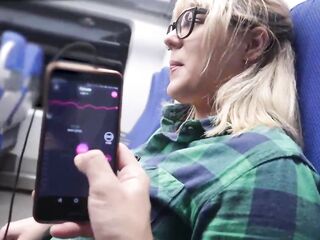 Blond honey with glasses is rubbing and sucking a stranger's wang in the teach, just for joy