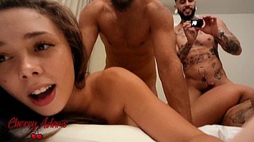 They caught us fucking and came to have fun with us! Cherry Adams, Stellar Blue and Matheus Castro - friends foursome!