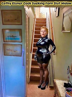 Cathy Shiny PVC Very Tight Dress with High Heels Slut Granny At Home Walking Upstairs