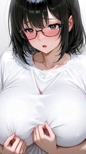 A beautiful woman with huge breasts and glasses   Clip 1