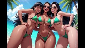 desi aunty indian dance on beach (ai animation)