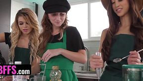 Sexy chemistry class with 3 teens & 1 cock (BFFs)