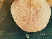 Twink testicles movements in outdoor - fast motion vid and pulsating orgasm