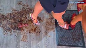 204 Part 1 - Sky Cam - Goddess Amber & Miss Lucy - Human Doormat 2: Eat The Filth From The Soles Of Our Red Stilettos - Face Busting Trample Trampling Crushing Crush Shoe Foot Heel Worship Gagging