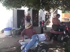 Hot babe gets gangbanged by multiple cocks