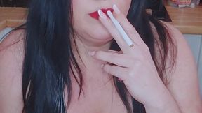 PVC SMOKING FILTH IN THE KITCHEN RIDING DILDO ON CHAIR