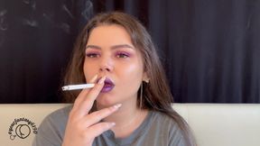 Purple Smoke Seduction: Close-up Vaping & Smoking