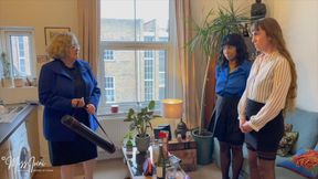 Bad Girls Violet and detail spanked by their neighbour