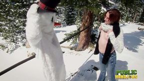 Public Handjobs Brandi de Lafey Strokes A Snowman