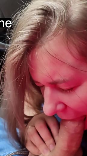 Stepsister Gives Brother His First Blowjob in the Car POV