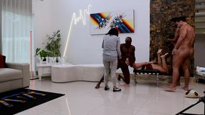 behind the scene from colombian beauty daniela gracia fucks 5 big studs with double anal penetration 0% pussy ,a lot of piss drinking and swallows their loads