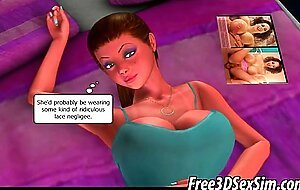 Tasty 3d cartoon brunette babe plays with herself